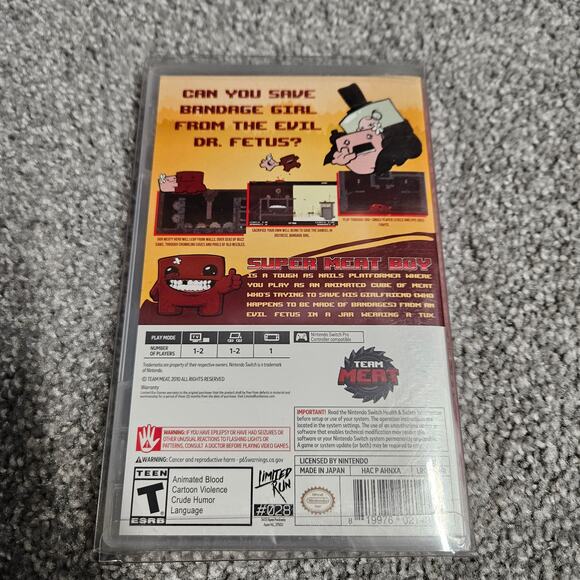 Super Meat Boy Limited Run #028 #28 Nintendo Switch w/ Box Protector - Picture 2 of 2